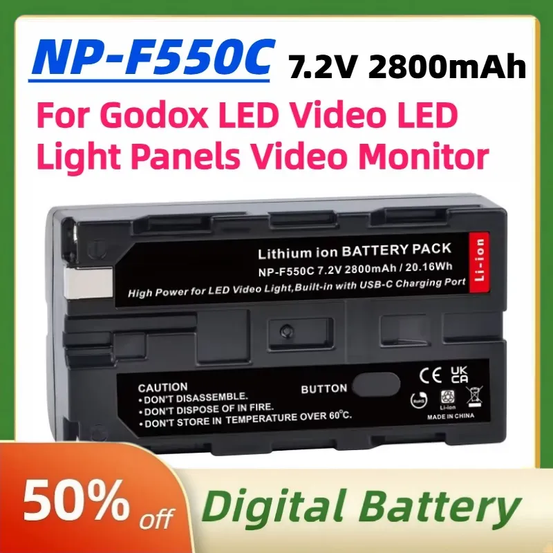 Video Led Light Panel - Batteria NP-F550C NP-F550 F570 7.2V 2800mAh